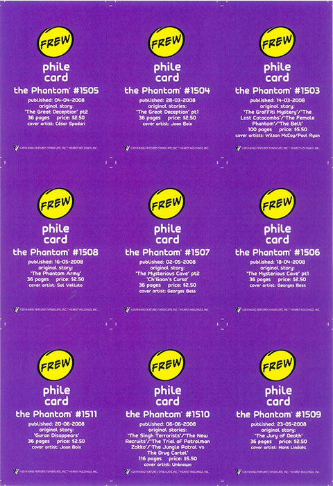 Phantom Philecard #1503-1511