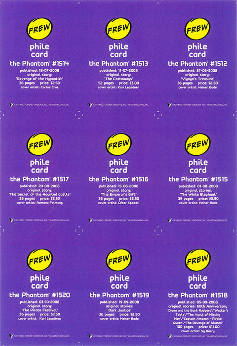 Phantom Philecard #1512-1520
