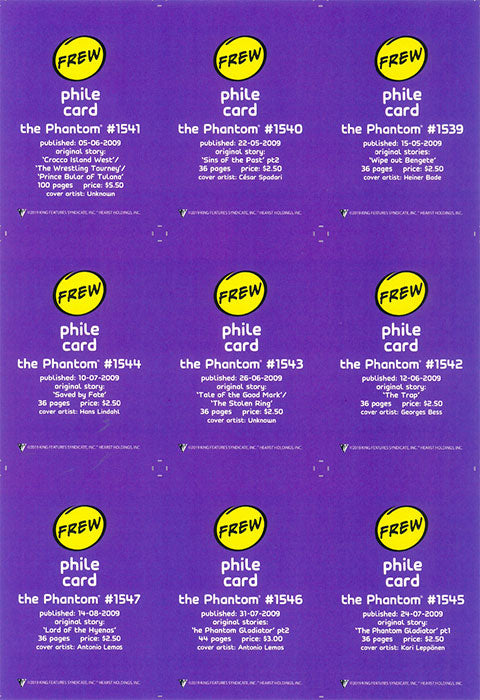 Uncut Philecard sheet #1539-1547